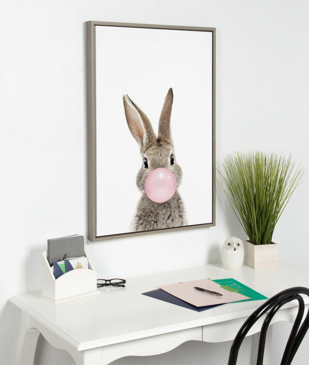 Sylvie Bubble Gum Bunny Framed Canvas by Amy Peterson Art Studio