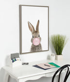 Sylvie Bubble Gum Bunny Framed Canvas by Amy Peterson Art Studio