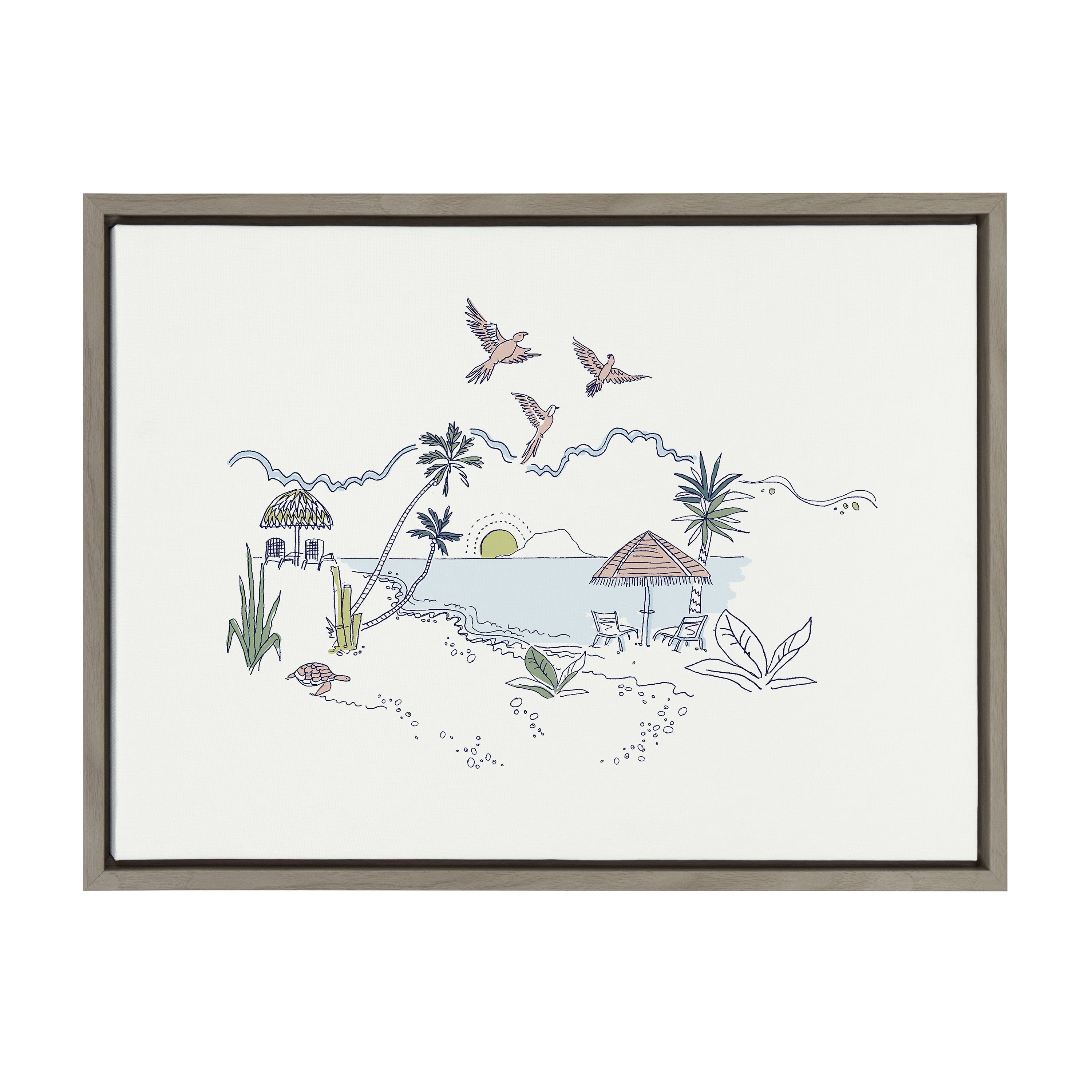 Sylvie Tropical Beach Scene Framed Canvas by The Creative Bunch Studio