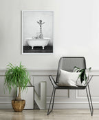 Sylvie Giraffe 2 in the Tub Framed Canvas by Amy Peterson Art Studio