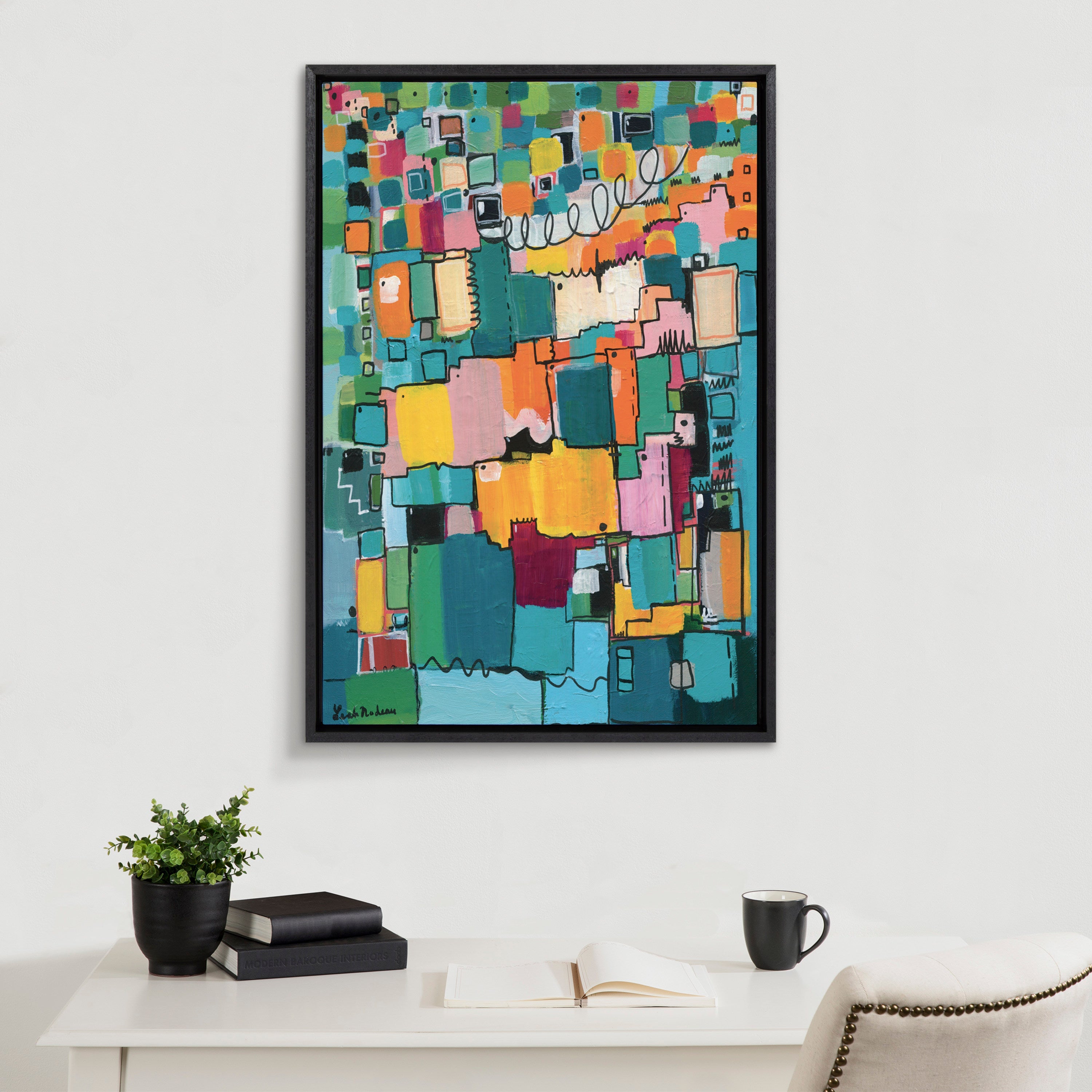 Sylvie Afternoon Delight Framed Canvas by Leah Nadeau