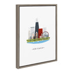 Sylvie Chicago Skyline Illustration Framed Canvas by Maja Tomljanovic