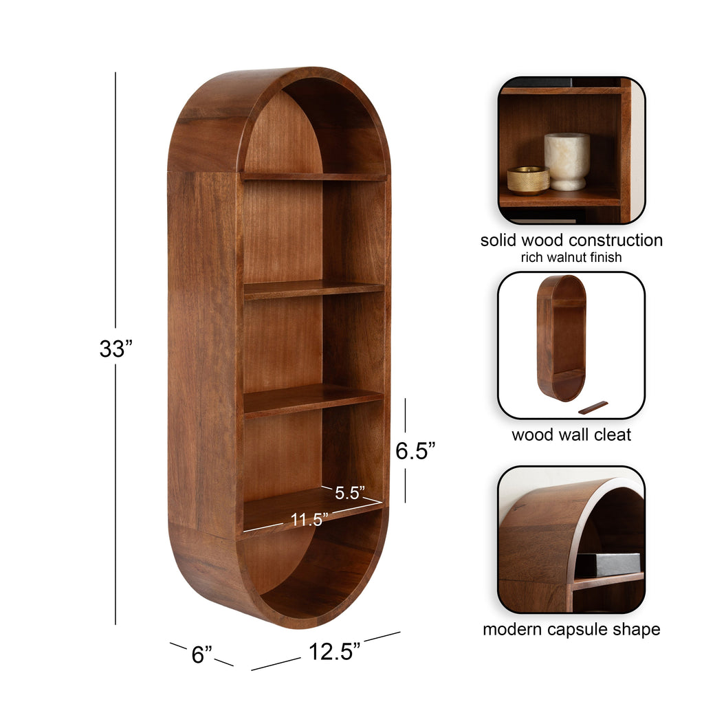 Hutton Wood Capsule Wall Shelf