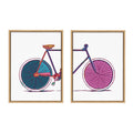 Sylvie Colorful Bike Left and Right Framed Canvas Set by Apricot and Birch