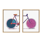 Sylvie Colorful Bike Left and Right Framed Canvas Set by Apricot and Birch