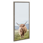 Sylvie Highland Cow Mountain Landscape Framed Canvas by The Creative Bunch Studio