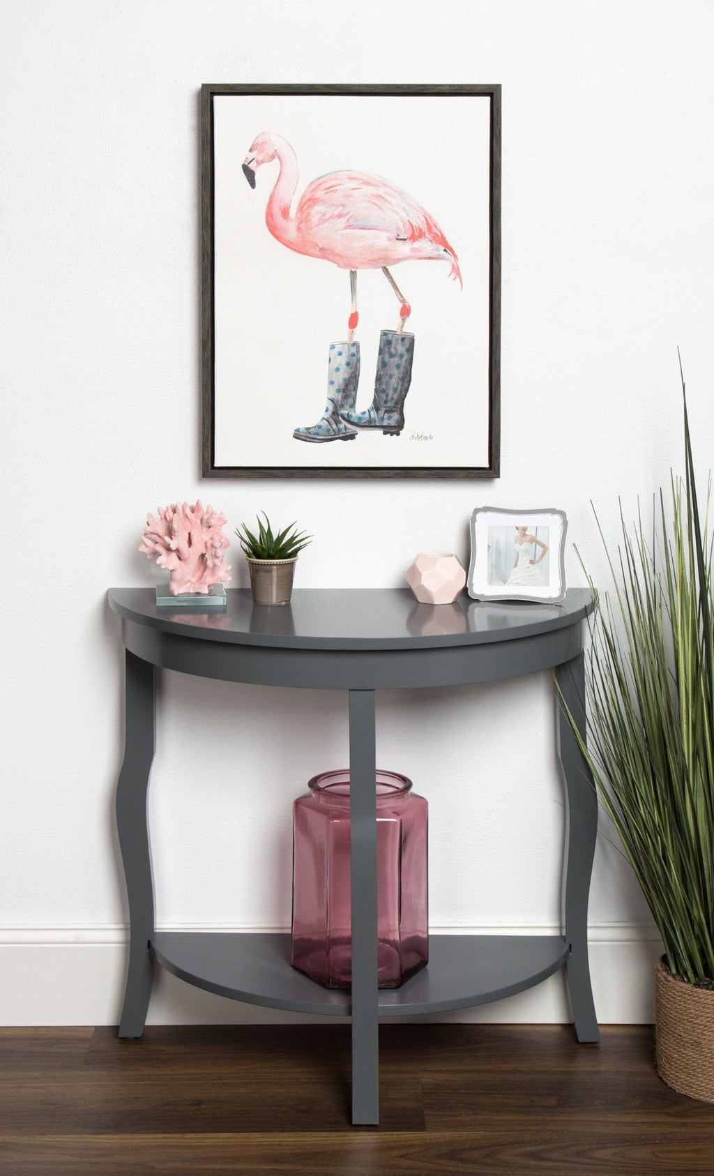 Sylvie Flamingo Framed Canvas Art by Jennifer Redstreake Geary