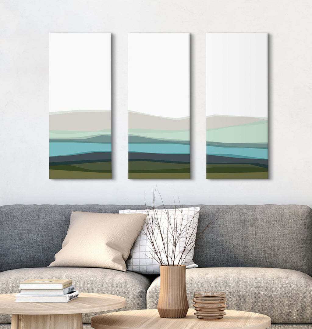 Abstract Blue Lake and Mountains Canvas Art Set by The Creative Bunch Studio