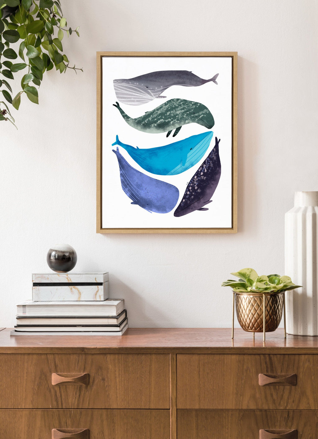 Sylvie Whales Framed Canvas by Lida Larina
